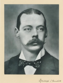 The right honorable the late lord Randolph Spencer Churchill, photograph, page, annotation,