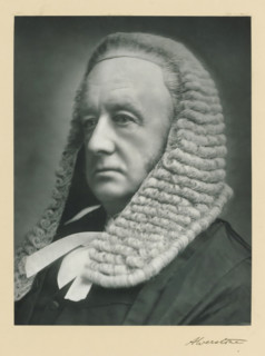 The right honorable lord Alverstone, GCMG, photograph, page, inscription: '55, Baker St, London, W