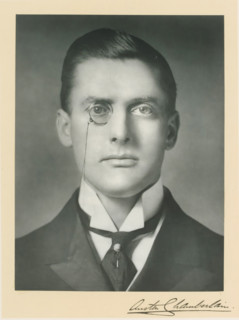 The right honorable J. Austen Chamberlain, photograph, page, annotation, inscription: '25, Old Bond