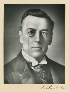 The right honorable Joseph Chamberlain, photograph, page, annotation, inscription: '17, Baker St,