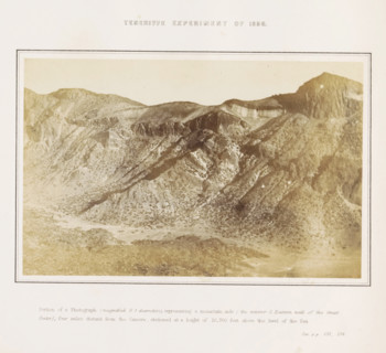 View of the crater of El Teide on Tenerife, Tenerife Experiment of 1856, photograph, page,