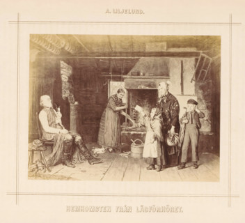 Hemkomsten Från Läsförhöret, Photo reproduction of a painting of a child returning home from a