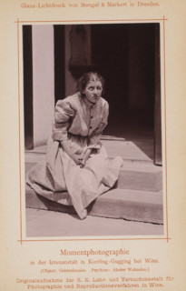 Portrait of an unknown woman in a psychiatric institution, page, photomechanical print,