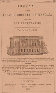 Journal of the Asiatic Society of Bengal. Part 1, History, archaeology, numismatics, philology, and
