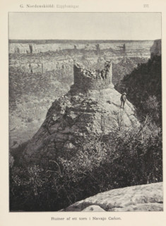 Ruin på mesan, View of the ruin, probably in Mesa Verde National Park, page, photomechanical print,