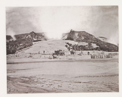 View of the White Terraces at Lake Rotomahana, page, photomechanical print, photographer: Daniel