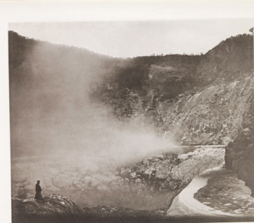 View of a geyser in Lake Rotomahana, page, photomechanical print, photographer: Daniel Louis Mundy,