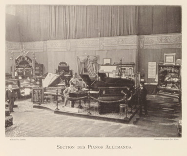Exhibition of German pianos during the world exhibition in Antwerp, Section des Pianos Allemands,