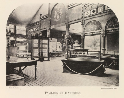Interior of the pavilion from Hamburg during the World Exhibition in Antwerp, Pavillon de Hambourg,