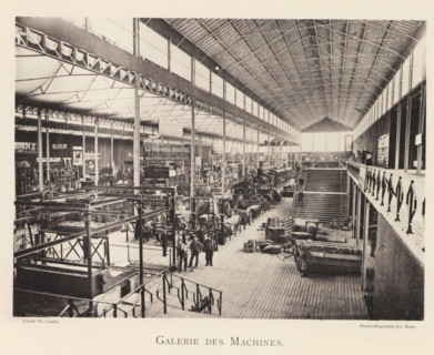 Galerie des machines, Interior of the machine hall during the World Exhibition in Antwerp, page,