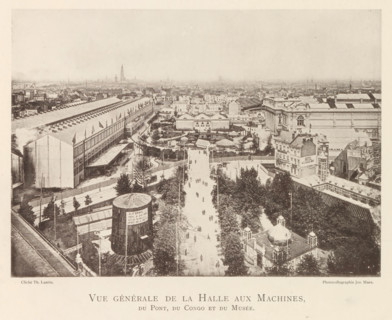 View of the world exhibition in Antwerp, Vue générale de la halle aux machines, du pont, du Congo