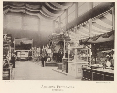 Interior of the American pavilion at the World's Fair in Antwerp, American propaganda (interior),