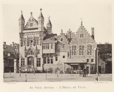 Exterior of the Schepenhuis and the Cloth Hall in Antwerp, Au vieil Anvers - L'Hôtel de Ville,
