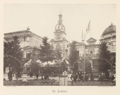 Au jardin, Garden on the grounds of the world exhibition in Antwerp, page, photomechanical print,