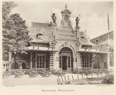 Exterior of Brasserie Wielemans in Antwerp, Brasserie Wielemans, page, photomechanical print,