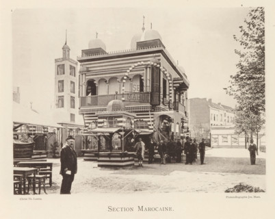 Section Marocaine, Exterior of the Moroccan pavilion at the World Exhibition in Antwerp, page,