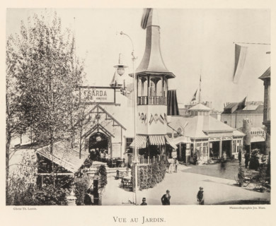 View of the garden, View of the World Exhibition in Antwerp, page, photomechanical print,