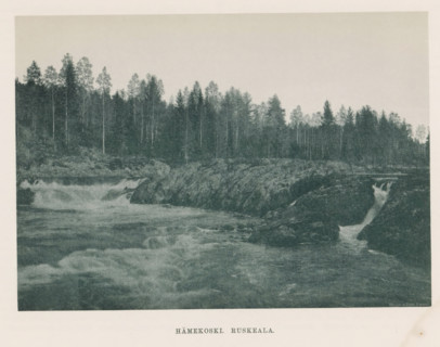 View of rocks and a rapid in a river, Hämekoski. Ruskeala, page, photomechanical print,
