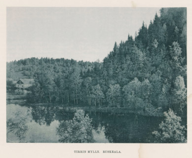 View of a river and the woods on the bank, Tirrin Mylly - Ruskeala, page, photomechanical print,