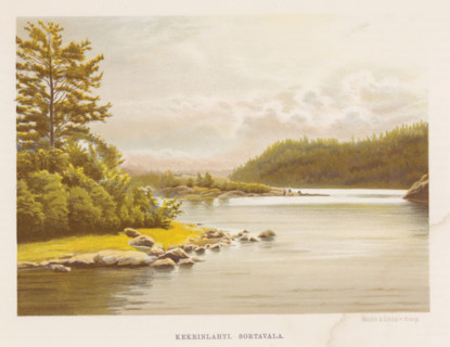 Tamhanka Sortavala, A steamboat in the water and two unknown persons on a rock, page,