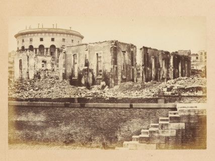 Docks de la Vilette, View of a destroyed building, photograph, page, 1871, photographer, paper,