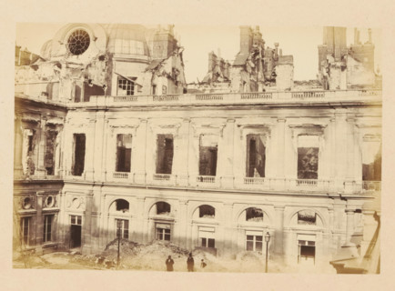 Palais Royal, View of the ruined Palais Royal, photograph, page, Palais-Royal, 1871, photographer,