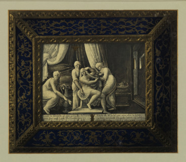 Grisaille by Léonard Limosin, depicting Psyche's toilet, La toilette de Psyché grisaille en émail