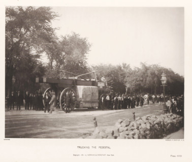 Trucking the pedestal, page, photomechanical print, inscription: 'Copyright 1881, by HARROUN &