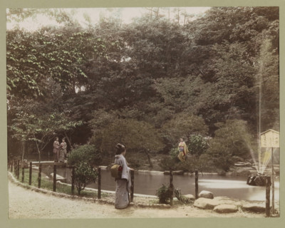 View of a pond in Osuwa Park in Nagasaki, photograph, page, Nagasaki, Japan, c. 1887 - in or before