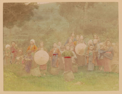 Group portrait of tea pickers, photograph, page, Japan, c. 1887 - in or before 1897, photographer,