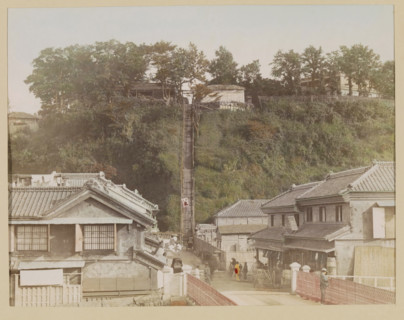 View of the hundred-step staircase in Yokohama, photograph, page, Japan, c. 1887 - in or before