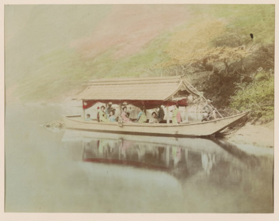 Houseboat, photograph, page, Japan, c. 1888 - in or before 1898, photographer, colorer (graphic