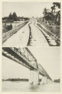 Two views of the railway in Japan after an earthquake, page, photomechanical print, Above a twisted