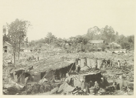 Destroyed buildings in Kasamatsu after an earthquake, page, photomechanical print, Kasamatsu,