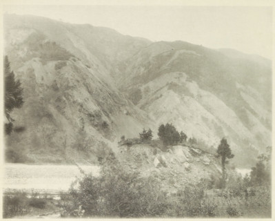 Landslides in the Neo Valley in Japan after an earthquake, page, photomechanical print, Japan,