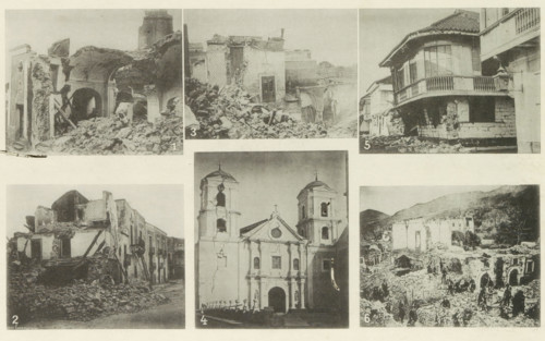 Overview of the consequences of an earthquake in Manila and Casamicciola, page, photomechanical