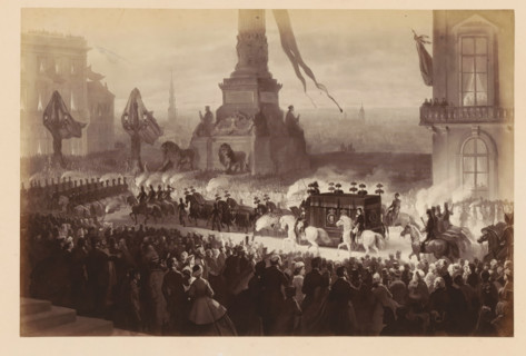 Photo reproduction of a design for the procession carrying the body of King Léopold I of Belgium