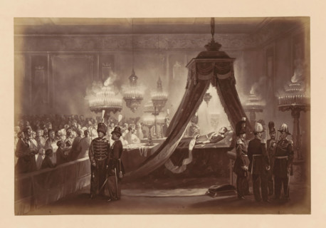 Photographic reproduction of a design of the laid-out body of King Léopold I of Belgium in the