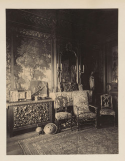 Room in the house of Antonin Terme with his collection of antiquities, photograph, page, Liège, c.