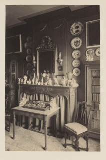 Room in the house of Antonin Terme with his collection of antiquities, plates and statues,