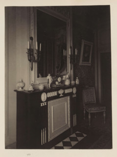 Room in the house of Antonin Terme with its collection of antiquities, statue of Hercules, clock