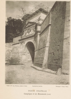 View of a chapel door in Compiègne, France, Porte Chapelle, Compiègne et ses Monuments (oise),