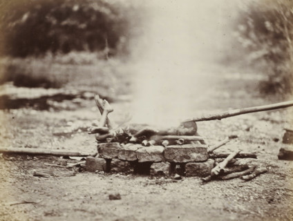 Cremation of the body of a boy in Siam, album page, photograph, Part of Album with 50 photos of a