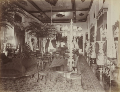 Salon in the palace of the Sultan of Johor, album page, photograph, Part of Album with 50 photos of