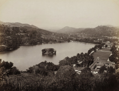 View of Lake Kandy in Ceylon, album page, photograph, Part of Album with 50 photos of a trip