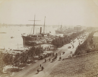 View of the Bund waterfront in Shanghai, album page, photograph, Part of Album with 50 photographs
