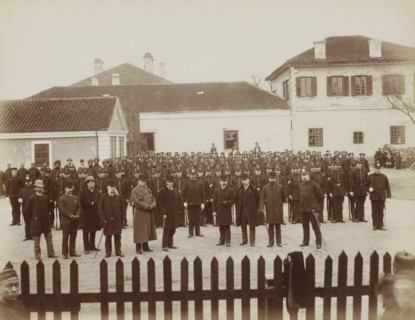 Group portrait of Western policemen of the Shanghai International Concession, album page,