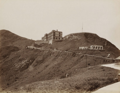 Buildings on the top of The Peak (Mount Austin) in Hong Kong, album page, photograph, Part of Album