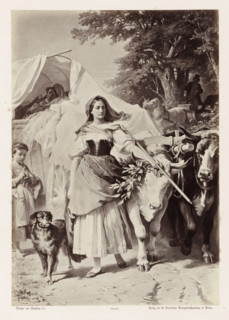 The Procession of Emigrants, Photographic reproduction of a painting by AG von Ramberg, depicting