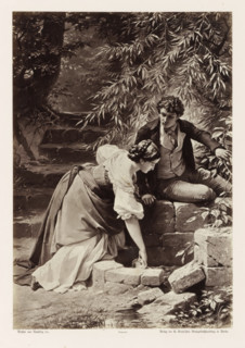 Hermann and Dorothea at the Spring, Photographic reproduction of a painting by AG von Ramberg,